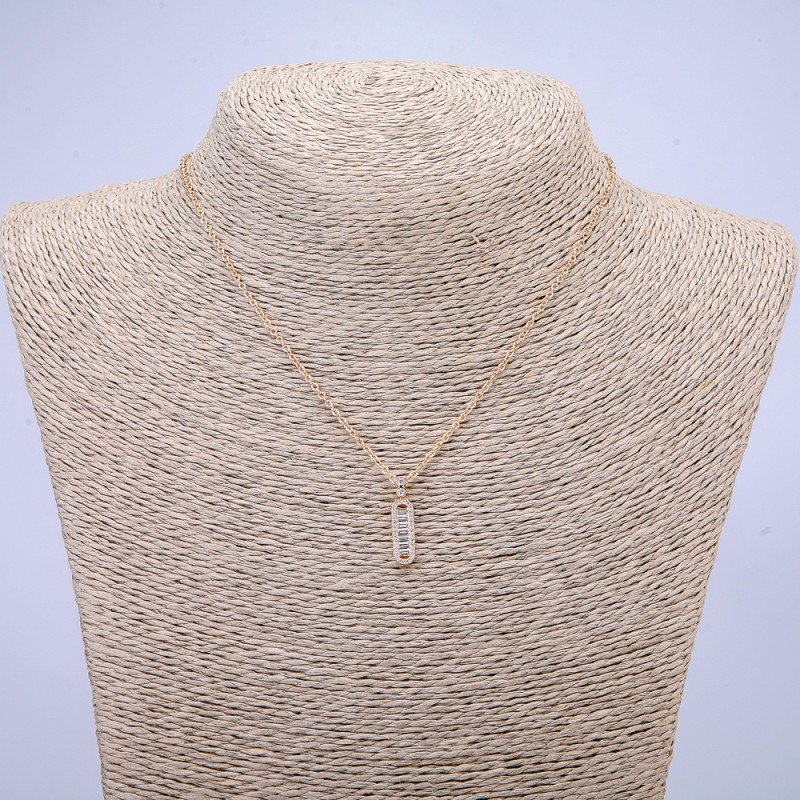 Xuping Chain 18K Gold Plated with Pendant with White Rhinestones, thickness 1.5mm +/-, length 40-45cm +