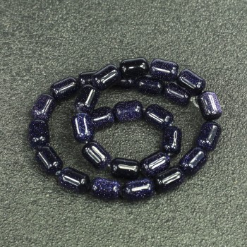 Beads on a Strand, Aventurine Blue Sand Cairo Night (Pressed), Barrel, diameter 10x14mm +/-, length 39cm +