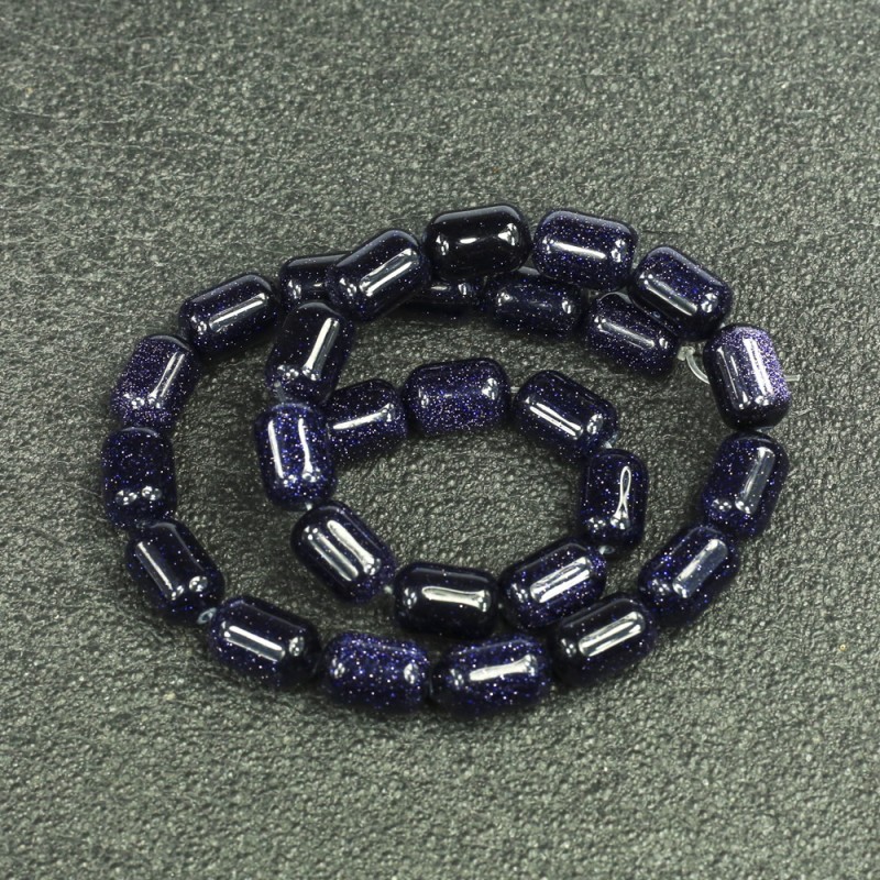 Beads on a Strand, Aventurine Blue Sand Cairo Night (Pressed), Barrel, diameter 10x14mm +/-, length 39cm +