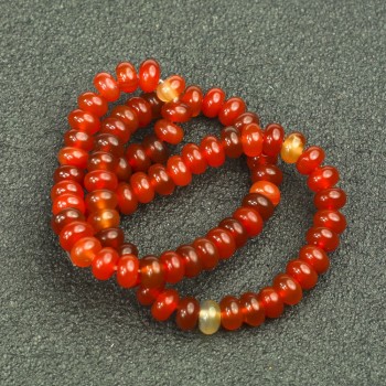 Beads on a Strand, Natural Carnelian Stone Smooth Rondelle, diameter 8x5mm +/-, length 40cm +