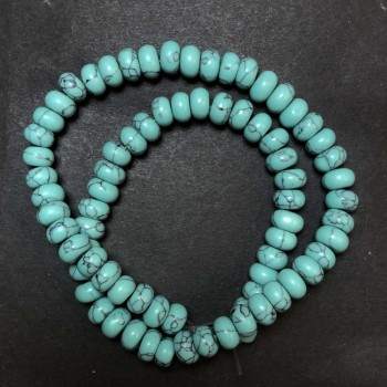 Turquoise (Imit.) Beads Smooth Rondelle, diameter 8x5mm +/-, length 40cm +