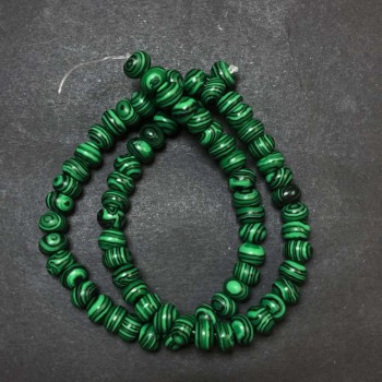 Beads on a Strand, Malachite (Pressed) Smooth Rondelle, diameter 8x5mm +/-, length 40cm +