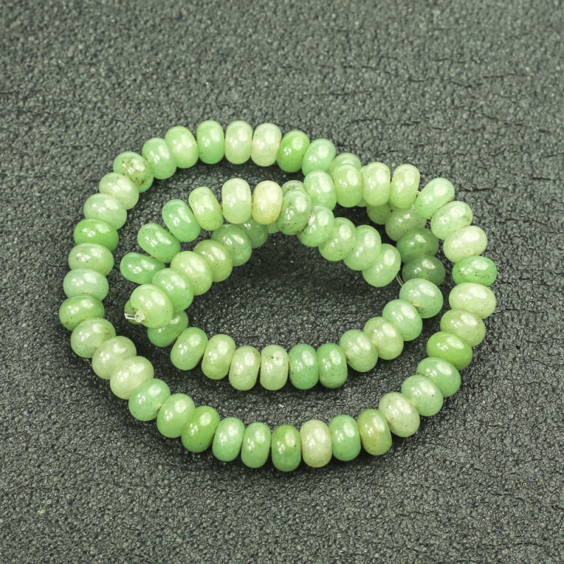 Beads on a Strand Natural Stone Jade Smooth Rondelle, diameter 8x5mm +/-, length 40cm+