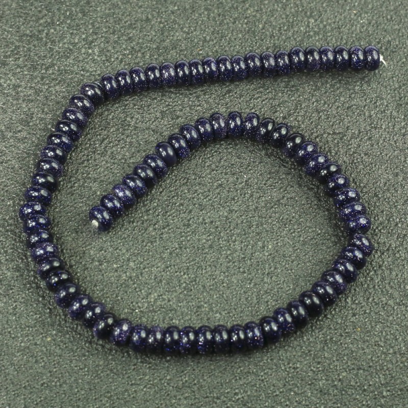 Beads on a Strand Aventurine Blue Sand Cairo Night (Synthetic) Smooth Rondelle, diameter 8x5mm +/-, length 40cm+