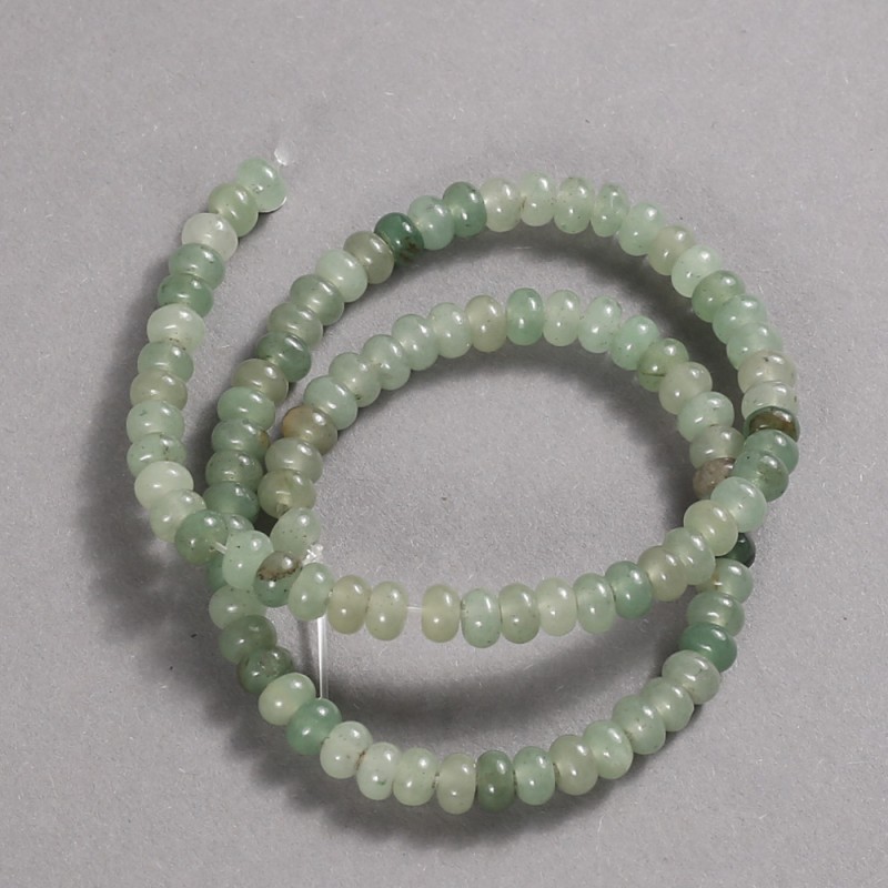 Beads on a Strand Natural Stone Jade Smooth Rondelle, diameter 6x4mm +/-, length 39cm+
