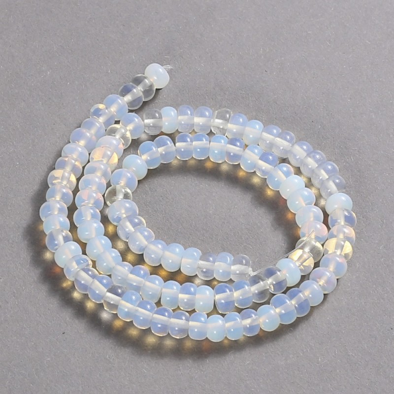 Beads on a Strand Moonstone (Synthetic) Smooth Rondelle, diameter 6x4mm +/-, length 39cm+