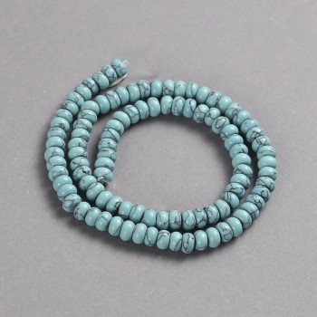 Turquoise Beads (Imitation) Smooth Rondelle, diameter 6x4mm +/-, length 39cm+