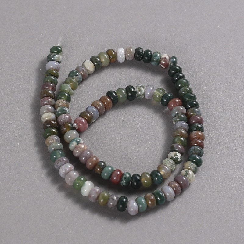 Green Jasper Natural Stone Beads on a Thread, diameter 6x4mm +/-, length 39cm +
