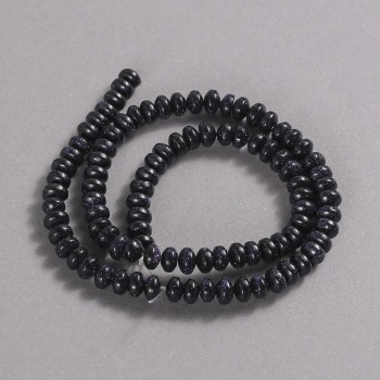 Aventurine Blue Sand Night of Cairo Smooth Rondelle Natural Stone Beads on a Thread, diameter 6x4mm +/-, length 39cm +