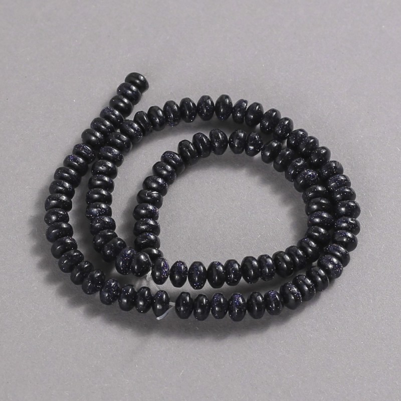 Aventurine Blue Sand Night of Cairo Smooth Rondelle Natural Stone Beads on a Thread, diameter 6x4mm +/-, length 39cm +