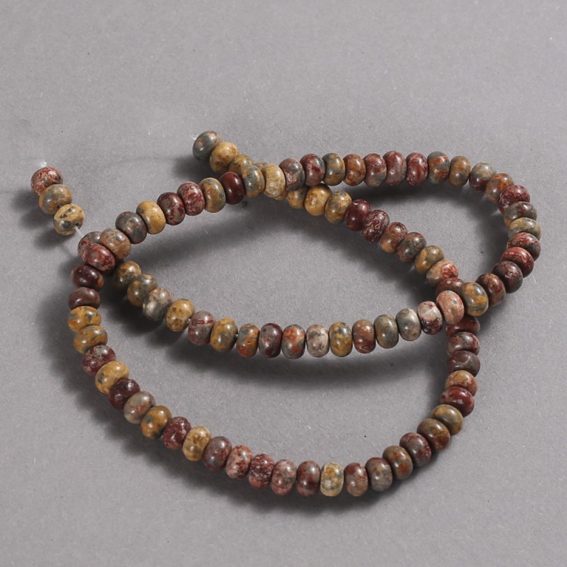 Natural Jasper Stone Beads on a Thread, diameter 6x4mm +/-, length 39cm +