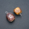 Pendant in silver-tone wire wrap, natural Tiger's Eye stone, diameter 35x20mm+