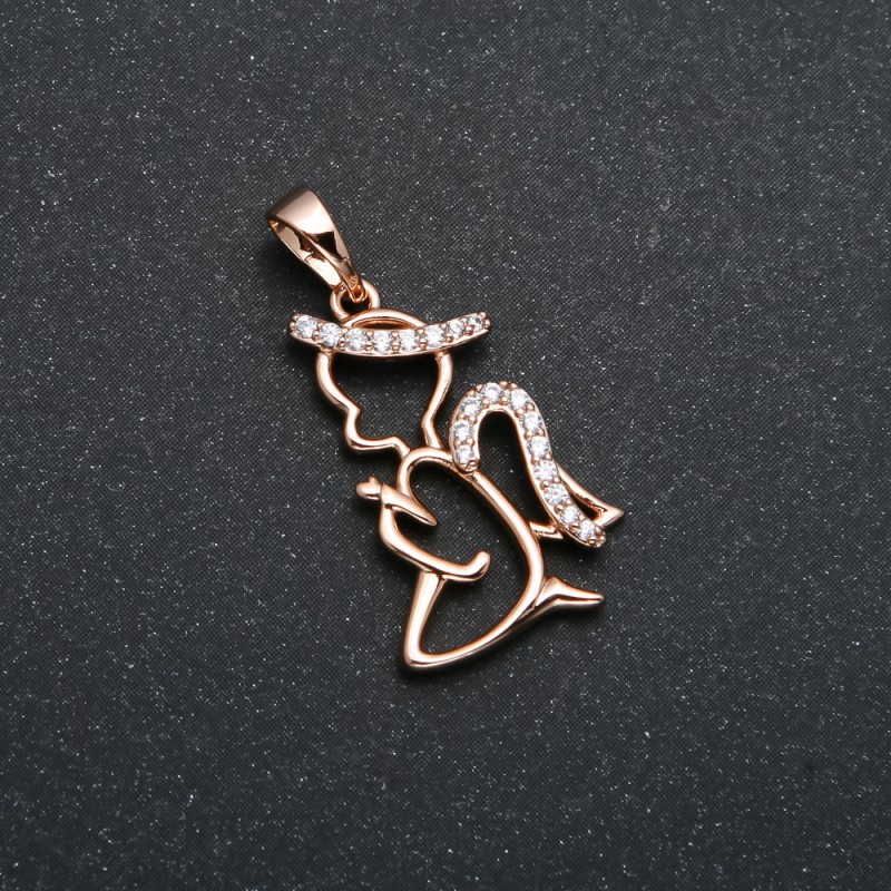 Xuping Pendant 18K Gold Plated Angel with White Rhinestones, diameter 27x14mm +