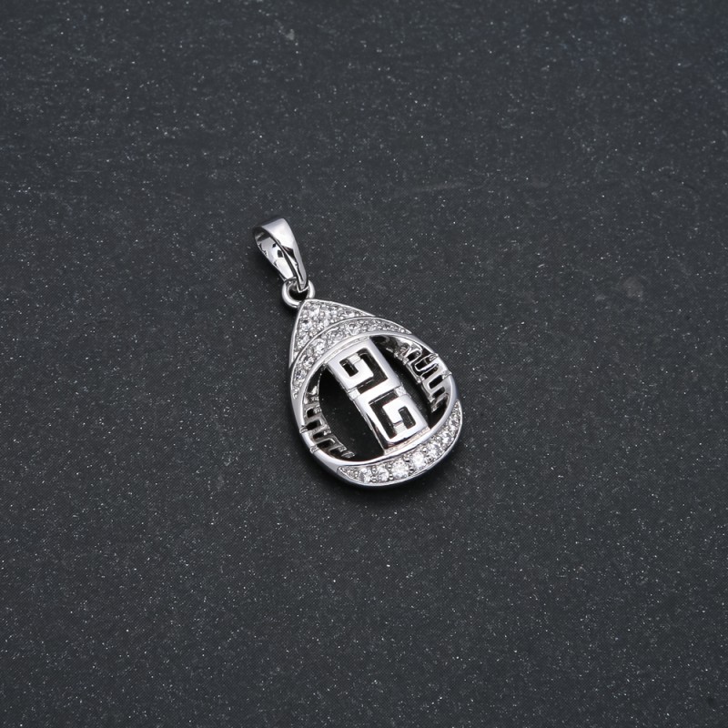Xuping Pendant Rhodium with White Rhinestones, 26x14mm diameter +