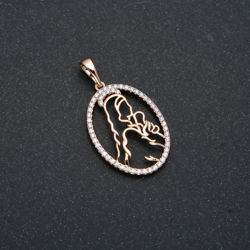 Xuping Pendant 18K Gold Plated Icon with White Rhinestones, 34x18mm diameter +