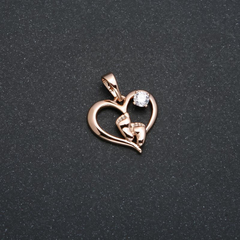 Xuping Pendant 18K Gold Plated Heart with Little Feet and White Rhinestones, diameter 21x17mm +