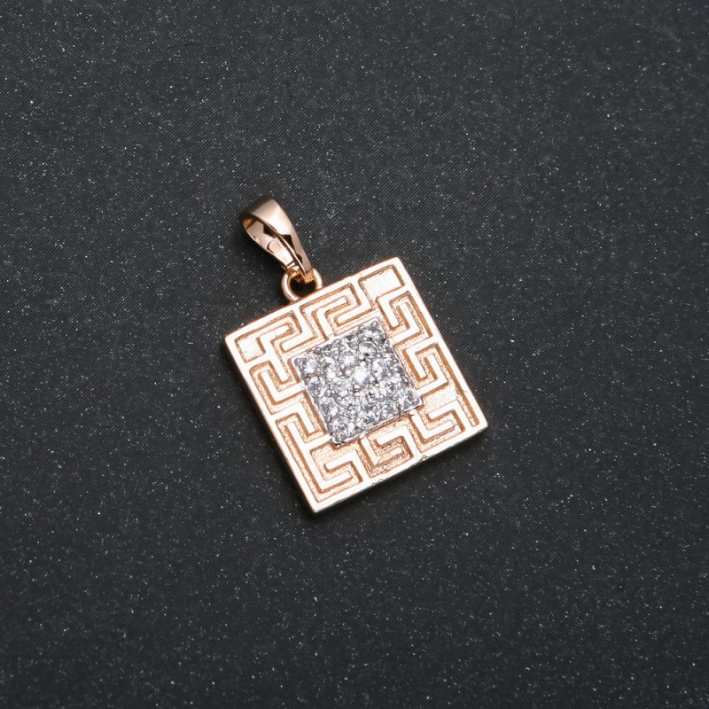 Xuping Pendant 18K Gold Plated with White Rhinestones, 23x15mm diameter +