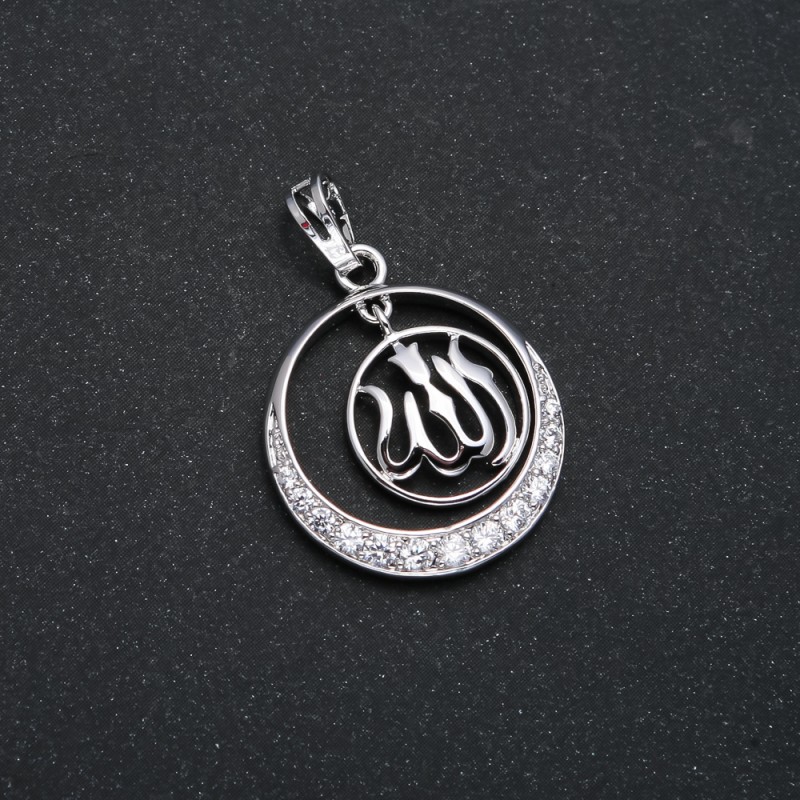 Xuping Rhodium Pendant with White Rhinestones, diameter 29x22mm +