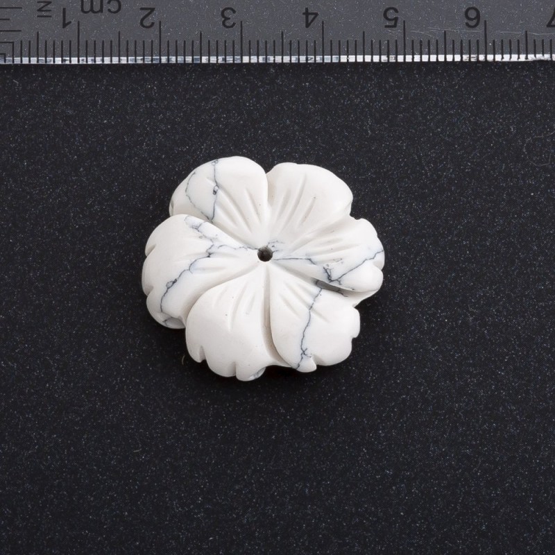 Flower findings made of natural stone, 29mm diameter Kaholungh (Kaholong)
