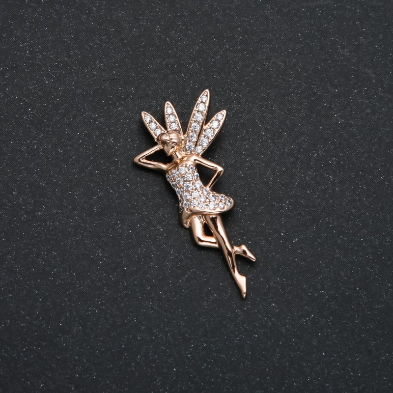 Xuping Pendant 18K Gold Plated Fairy with White Rhinestones, 30x14mm diameter +