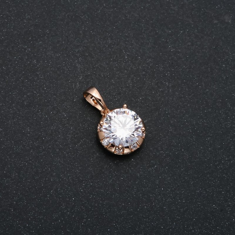 Xuping Pendant 18K Gold Plating with White Crystal and White Rhinestones, 18x12mm diameter +