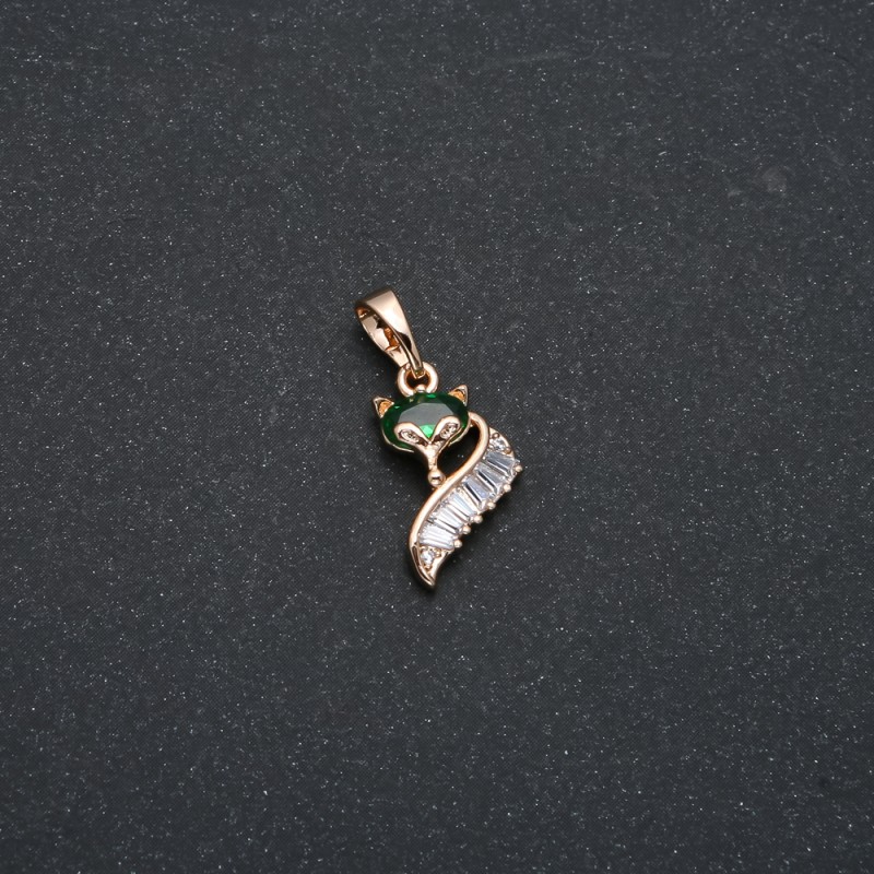Xuping Pendant 18K Gold Plating with White and Green Crystal, 20x10mm diameter +