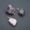 Silver-Wrapped Pendant with Natural Amethyst Stone, 30x22mm diameter+