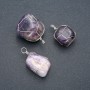 Silver-Wrapped Pendant with Natural Amethyst Stone, 30x22mm diameter+