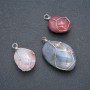 Silver-Wrapped Pendant with Natural Smoky Agate, 30x22mm diameter+