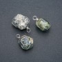 Pendant in silver-tone wire wrap made of natural Ocean Jasper, diameter 32x22mm+