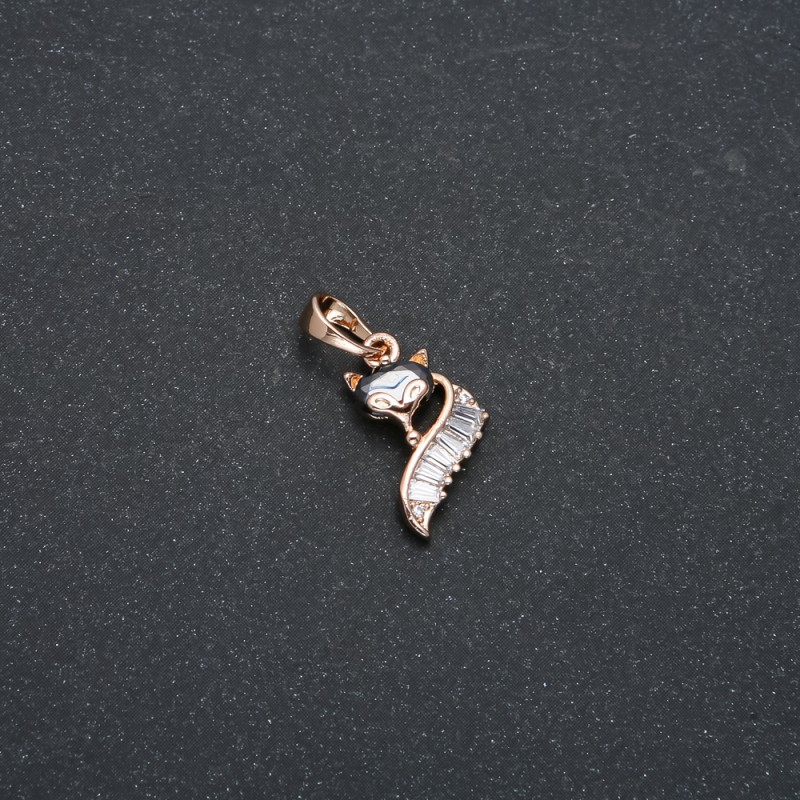 Xuping Pendant 18K Gold-Plated with White and Black Crystal, 20x10mm diameter +