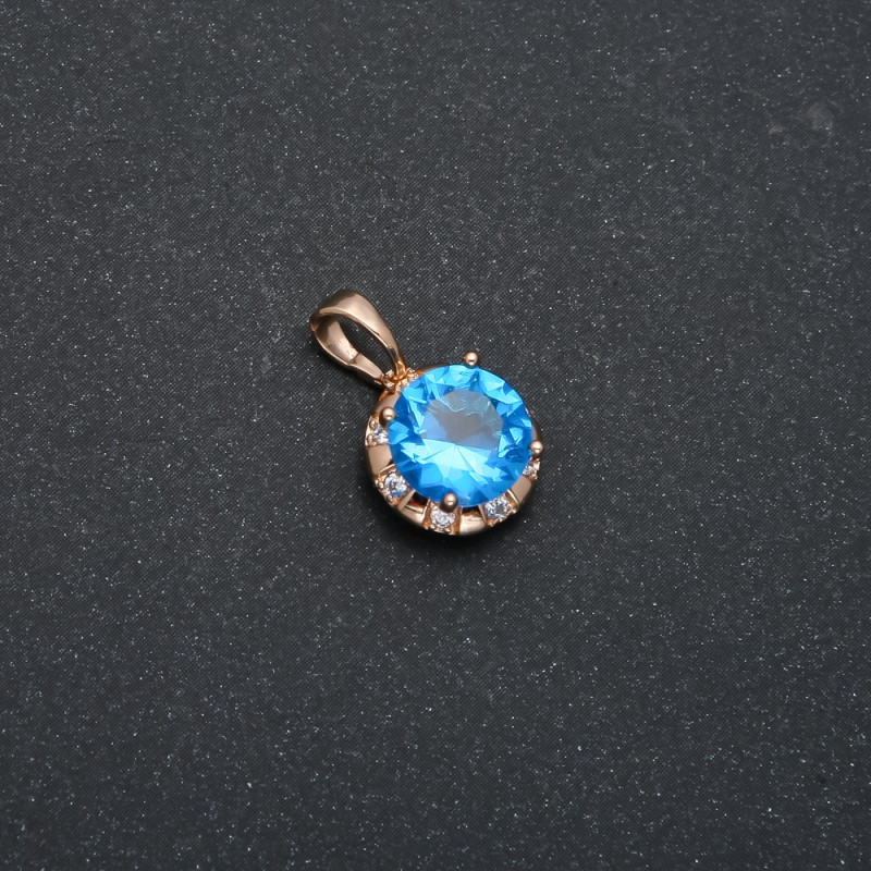 Xuping Pendant 18K Gold-Plated with Blue Crystal and White Rhinestones, 18x12mm diameter +