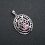 Xuping Pendant Rhodium with Pink Crystal, 29x19mm diameter +