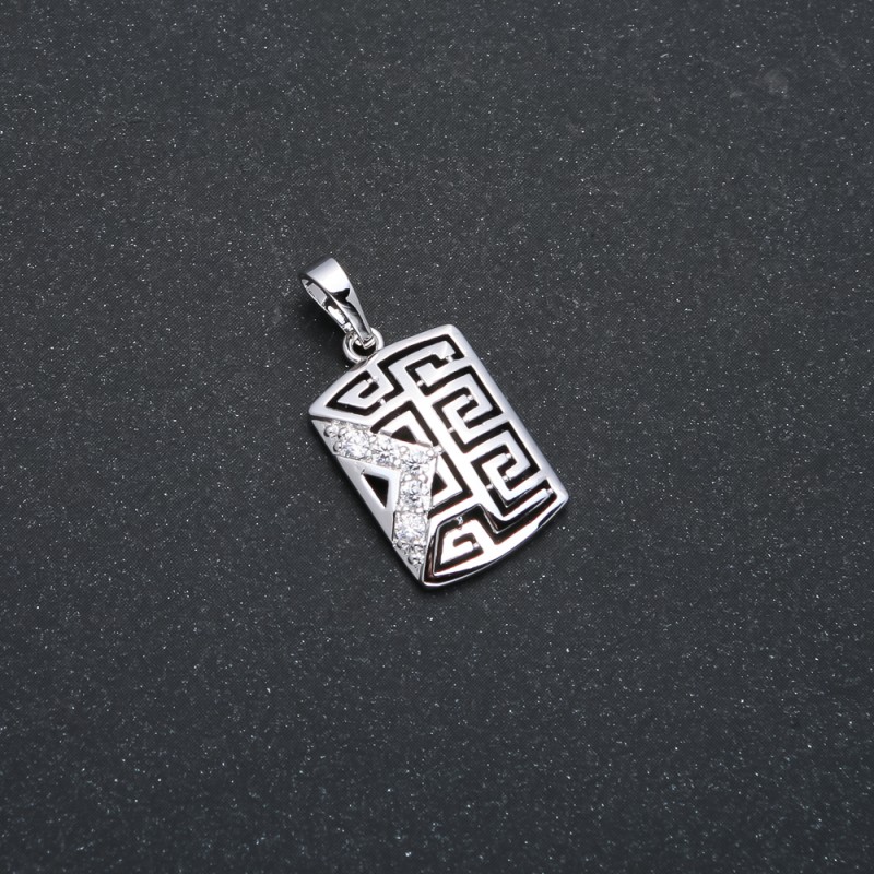 Xuping Pendant Rhodium with White Rhinestones, 25x12mm diameter +