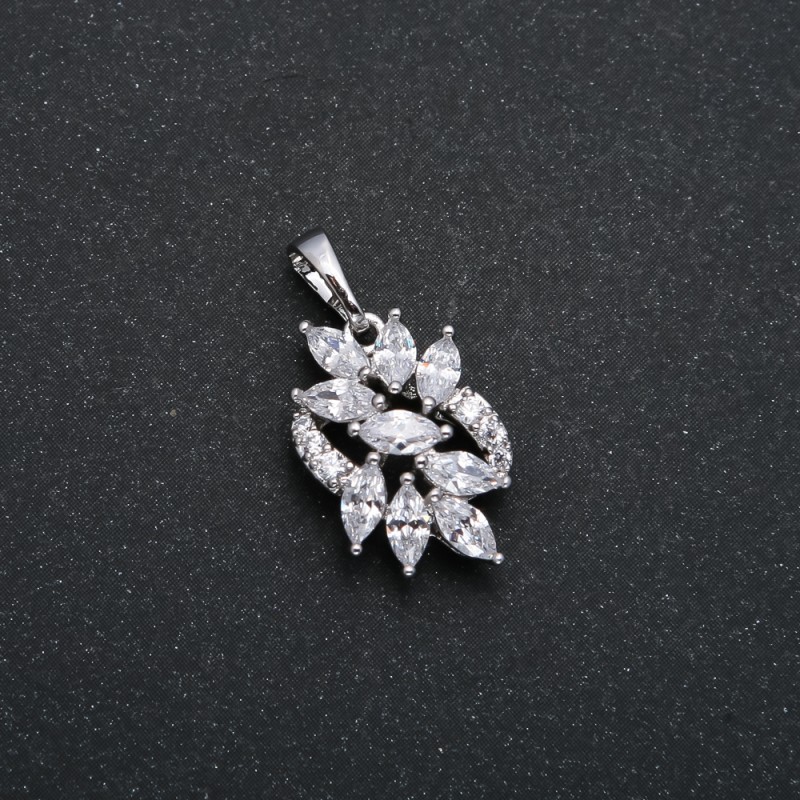 Xuping Pendant Rhodium with White Crystals, 22x12mm diameter +