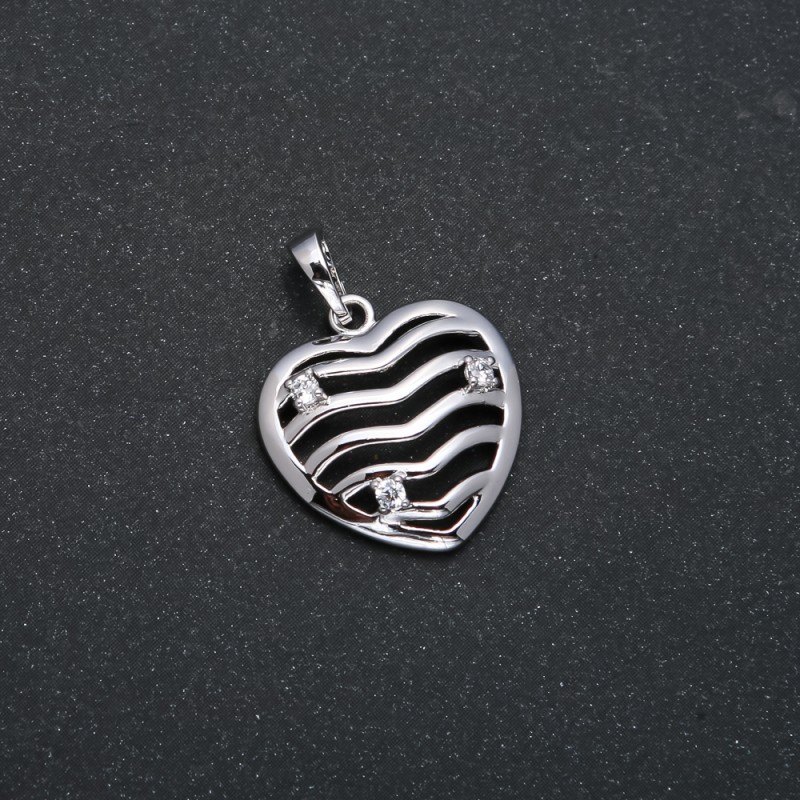 Xuping Pendant Rhodium Heart with White Rhinestones, 25x18mm diameter +