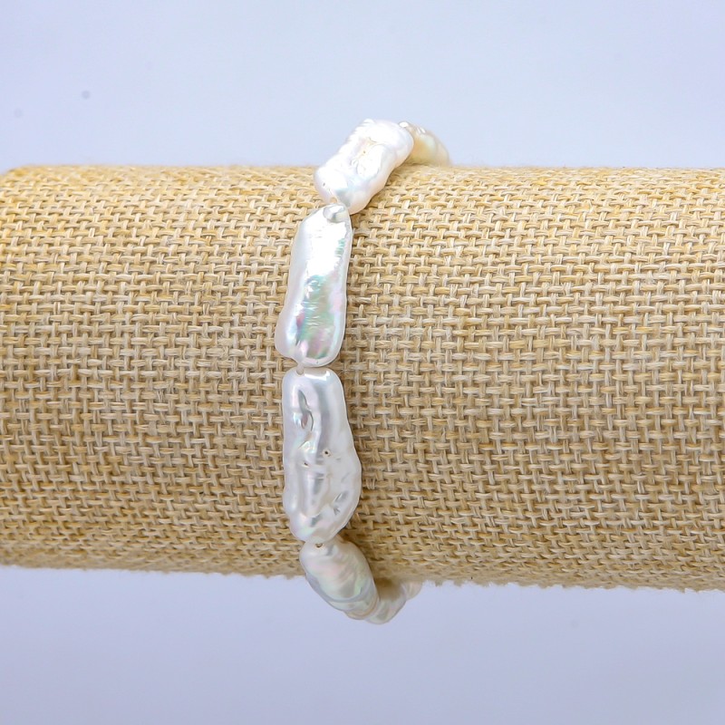 Elastic Bracelet with Baroque Pearls, 18x8mm+-, 18cm length+