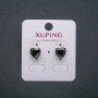 Xuping Heart Earrings, Stud Earrings, 18K Gold Plated with Black Crystal, diameter 9mm+