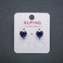 Xuping Heart Earrings, Stud Earrings, 18K Gold Plated with Dark Blue Crystal, diameter 9mm+
