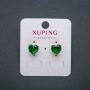 Xuping Heart Earrings, Stud Earrings, 18K Gold Plated with Green Crystal, diameter 9mm+