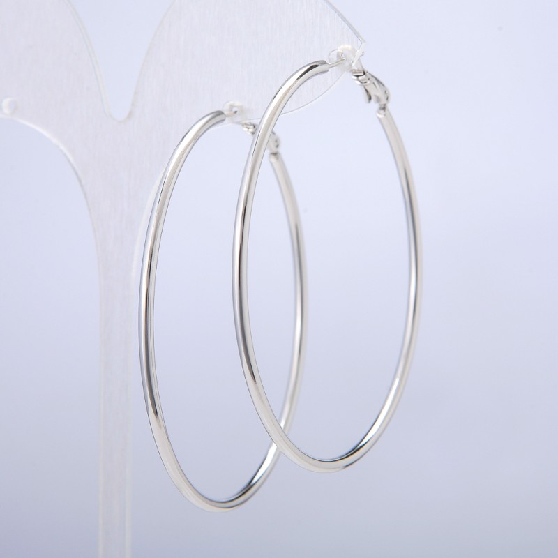 Xuping Hoop Earrings with Rhodium Plating, thickness 2.1mm +/-, diameter 51mm +