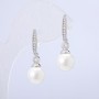 Xuping Stud Earrings 18K Gold-Plated with White Bead and White Rhinestones, Diameter 10mm +/-, Length 31mm +