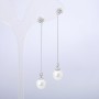 Xuping Stud Earrings, Rhodium Plated, with White Bead and White Rhinestones, diameter 8.8mm +/-, length 60mm +