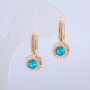 Xuping Earrings 18K Gold Plated with Blue Crystal, diameter 10.5mm +/-, length 24mm +