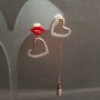 Xuping Earrings 18K Gold-Plated with White Rhinestones and Red Enamel, Diameter 15mm +/-, Length 66mm +