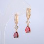 Xuping Earrings 18K Gold-Plated with White Rhinestones and Red Crystal, Diameter 8.8mm +/-, Length 28mm +