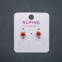 Xuping Stud Earrings 18K Gold-Plated with Red Bead and White Rhinestones, Diameter 8mm +