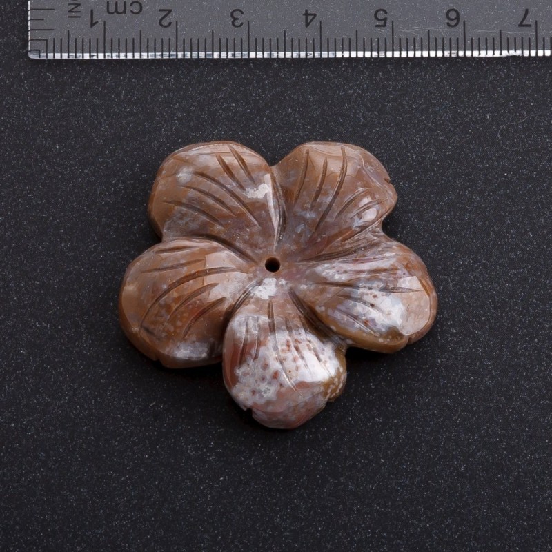 Flower Findings with Natural Stone, 41mm Diameter - Jasper