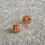 Xuping Stud Earrings 18K Gold Plated with Raspberry Iridescent Crystal, diameter 6.5mm +