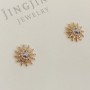Xuping Stud Earrings 18K Gold Plated with White Iridescent Crystal, diameter 6.5mm +